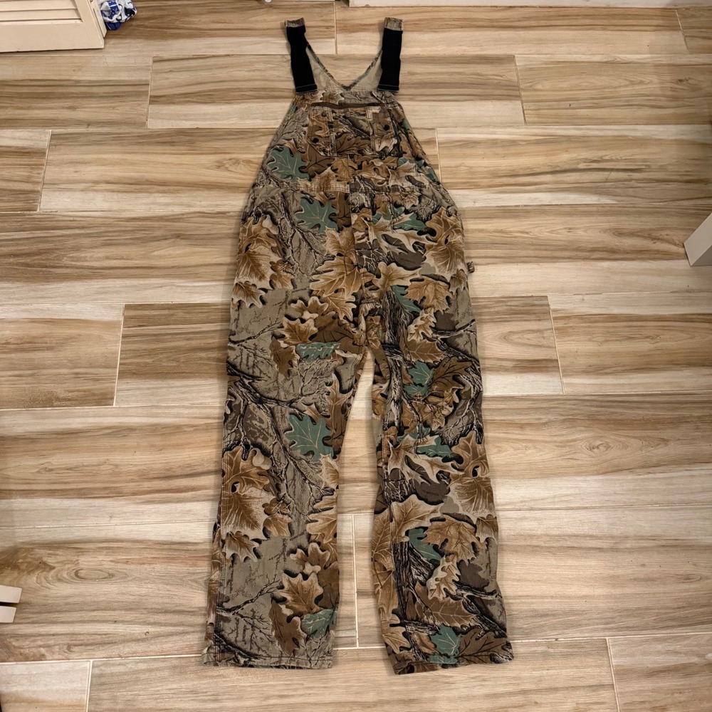 Walls Advantage Timber Camo Overalls Mens 40x34 Made in USA Hunting Bibs Cotton